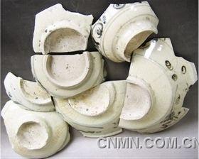 元代各類民用青花瓷器胎體斷面及底部圖示標(biāo)本。